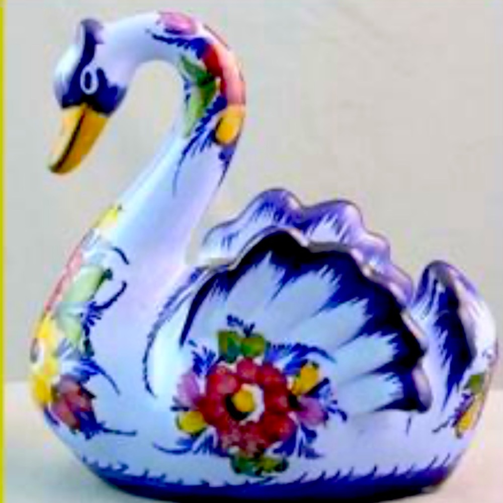 Portuguese hand painted swan